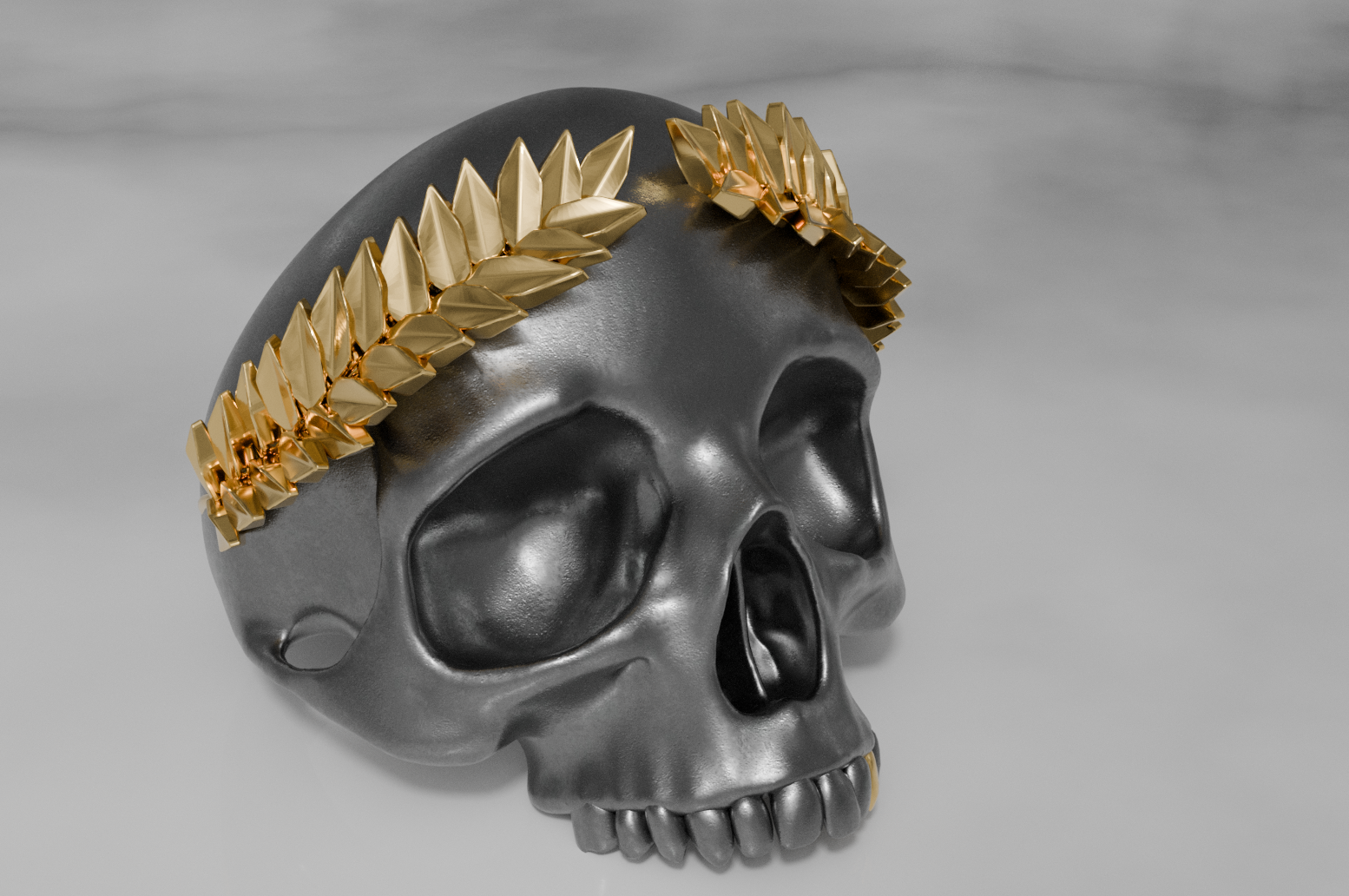 Crâne Laurier — Sculpture et or